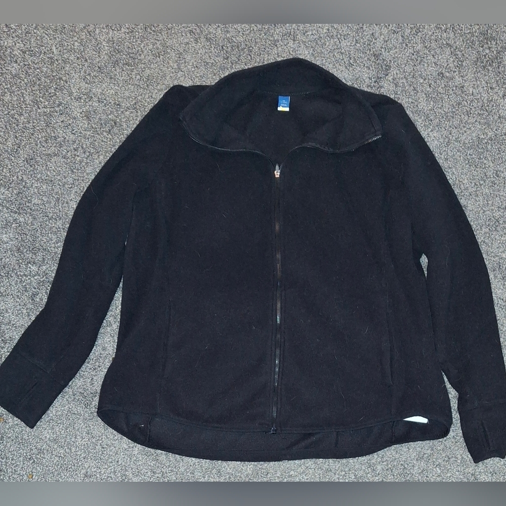 Women's Black Zip-Up Fleece Jacket 2XL